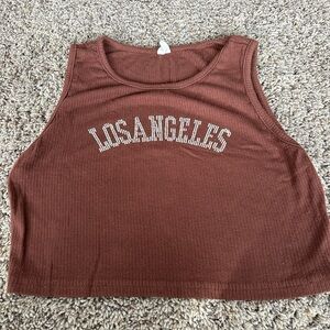 SHEIN Brown Tank Top with Los Angeles Graphic